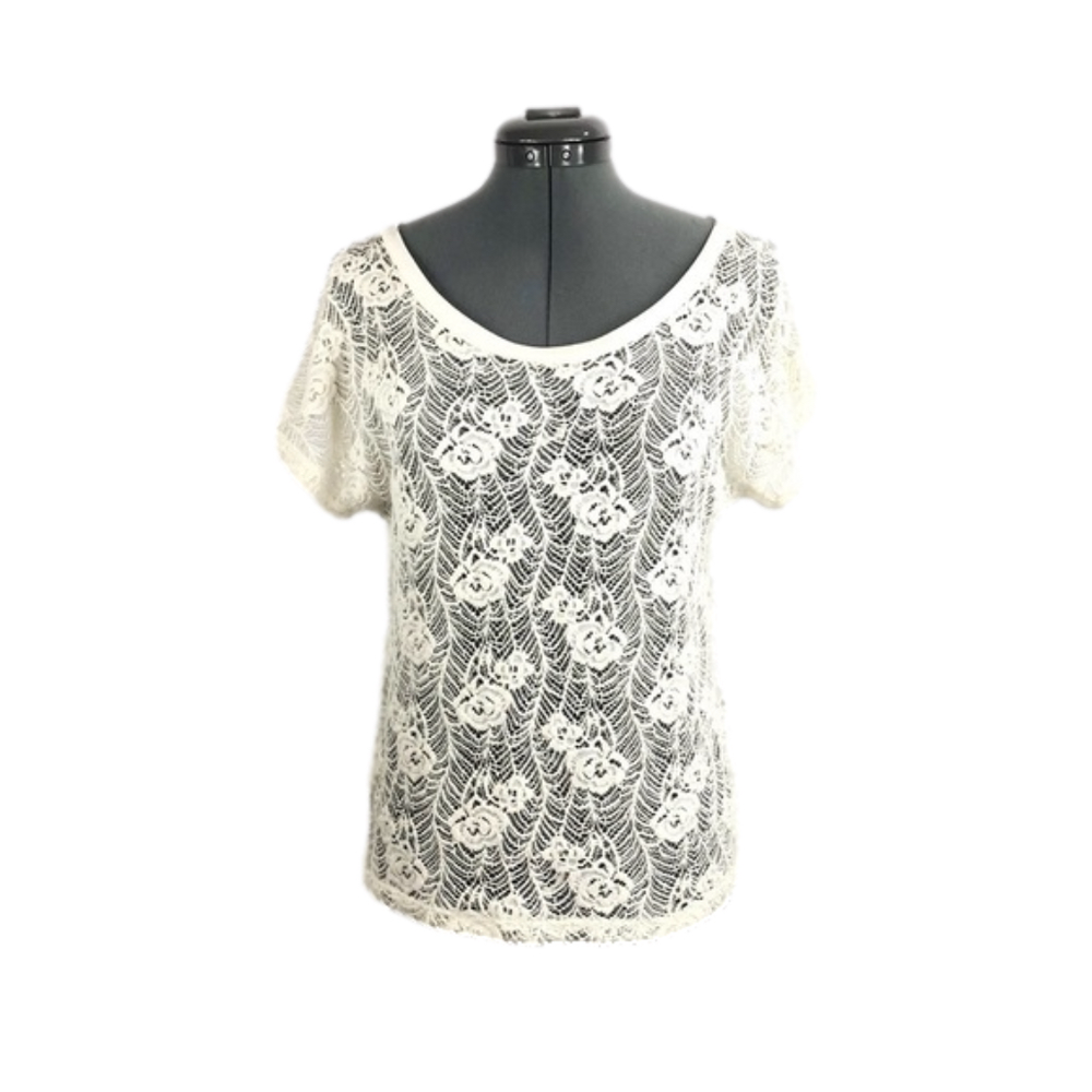 𝅺charlotte Russe Sexy Ivory Lace Front Top